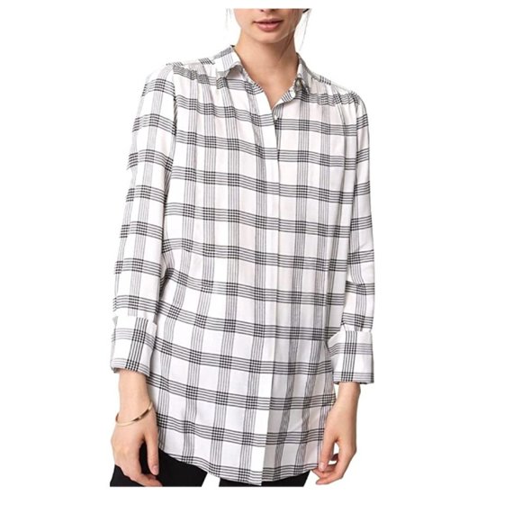 LOFT Tops - Loft | black and white plaid button down shirt